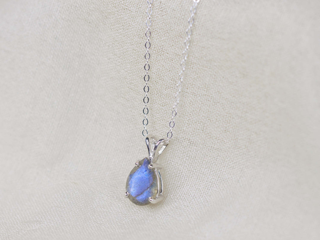 Labradorite Pendant Necklace - 10x7 Pear