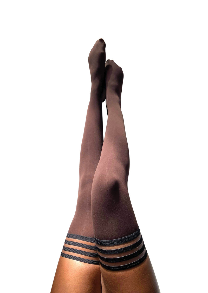 Autumn: Chocolate Opaque Thigh Highs. Petite to Plus Size