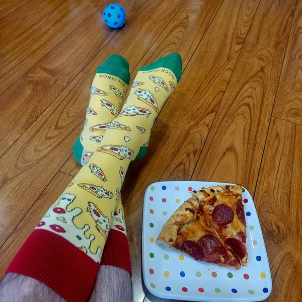 Cheesy Pizza Pattern Socks from the Sock Panda (Adult Large)