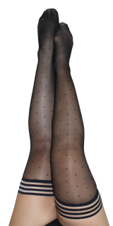 Ally: 1940s Polka Dot Flashback Thigh Highs. Petite to Plus Size