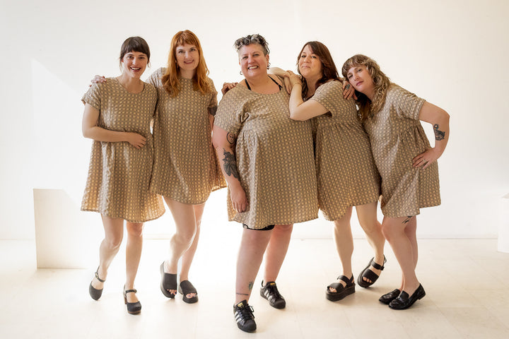 Krista Dress in Almond Grid