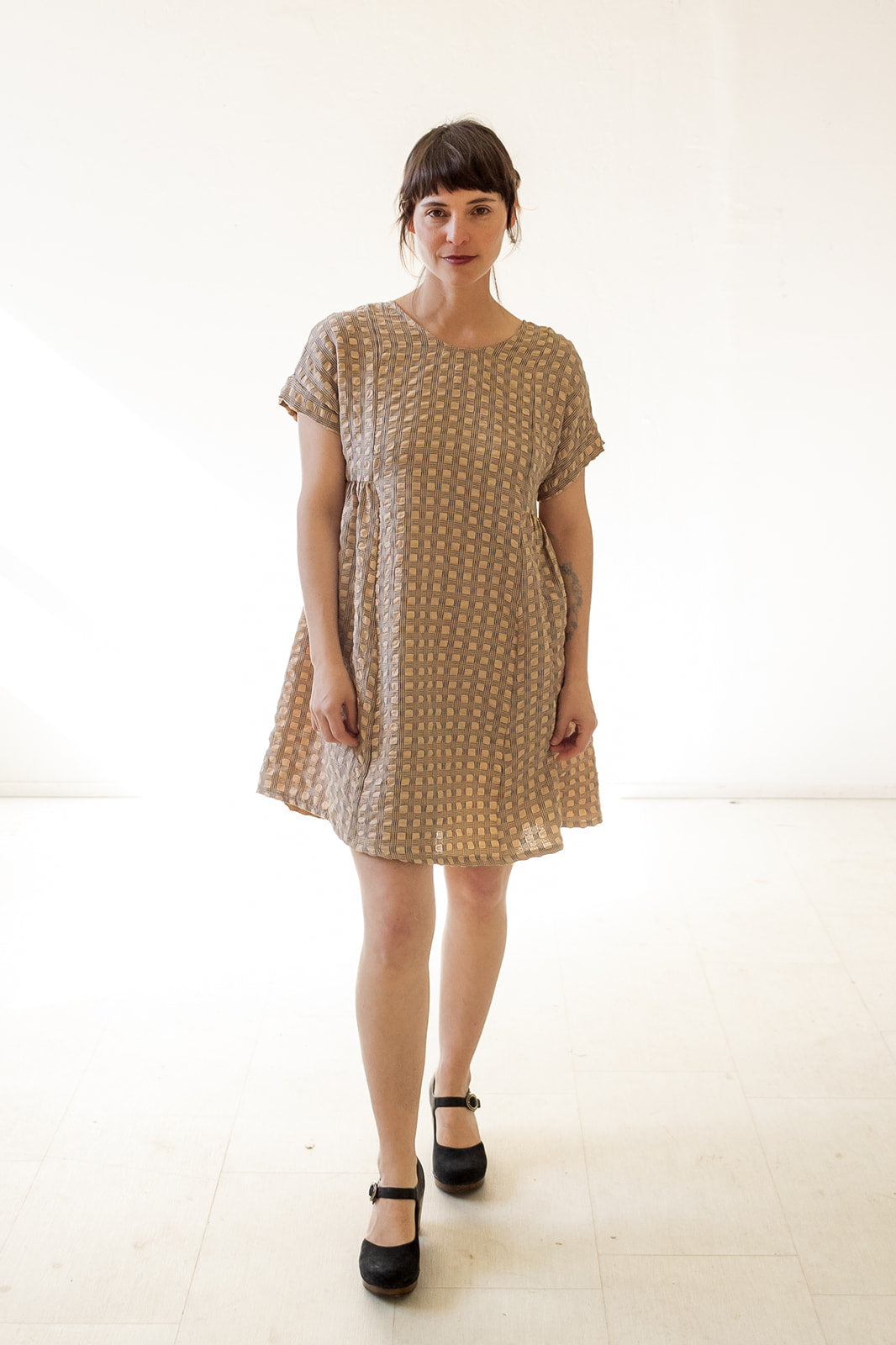 Krista Dress in Almond Grid