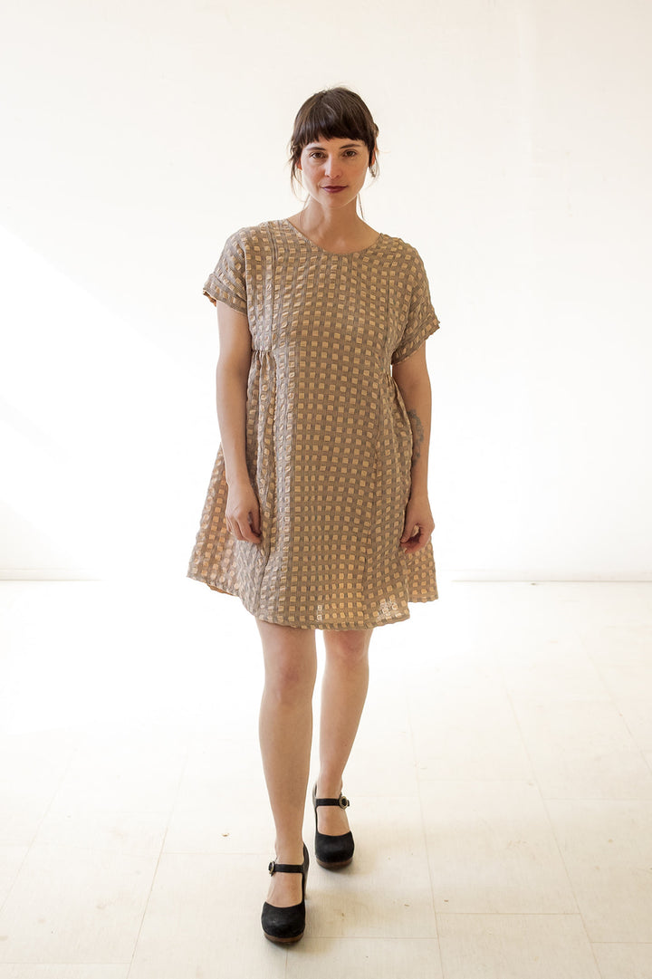 Krista Dress in Almond Grid