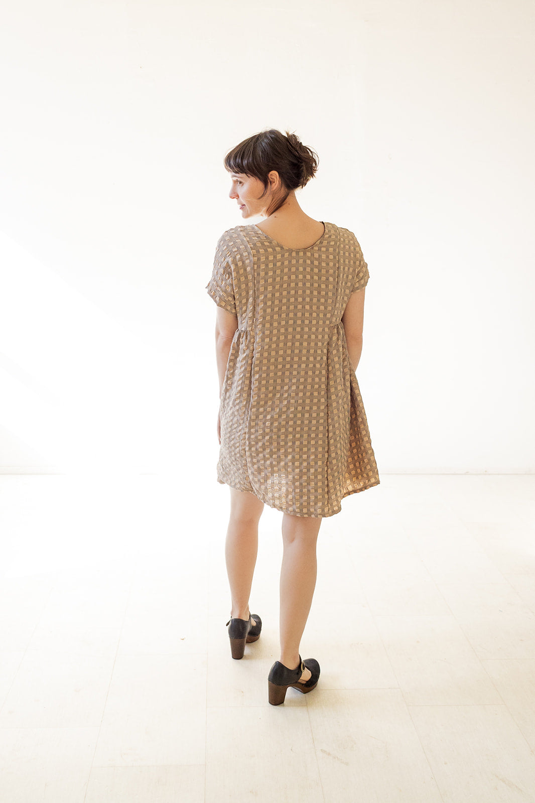 Krista Dress in Almond Grid