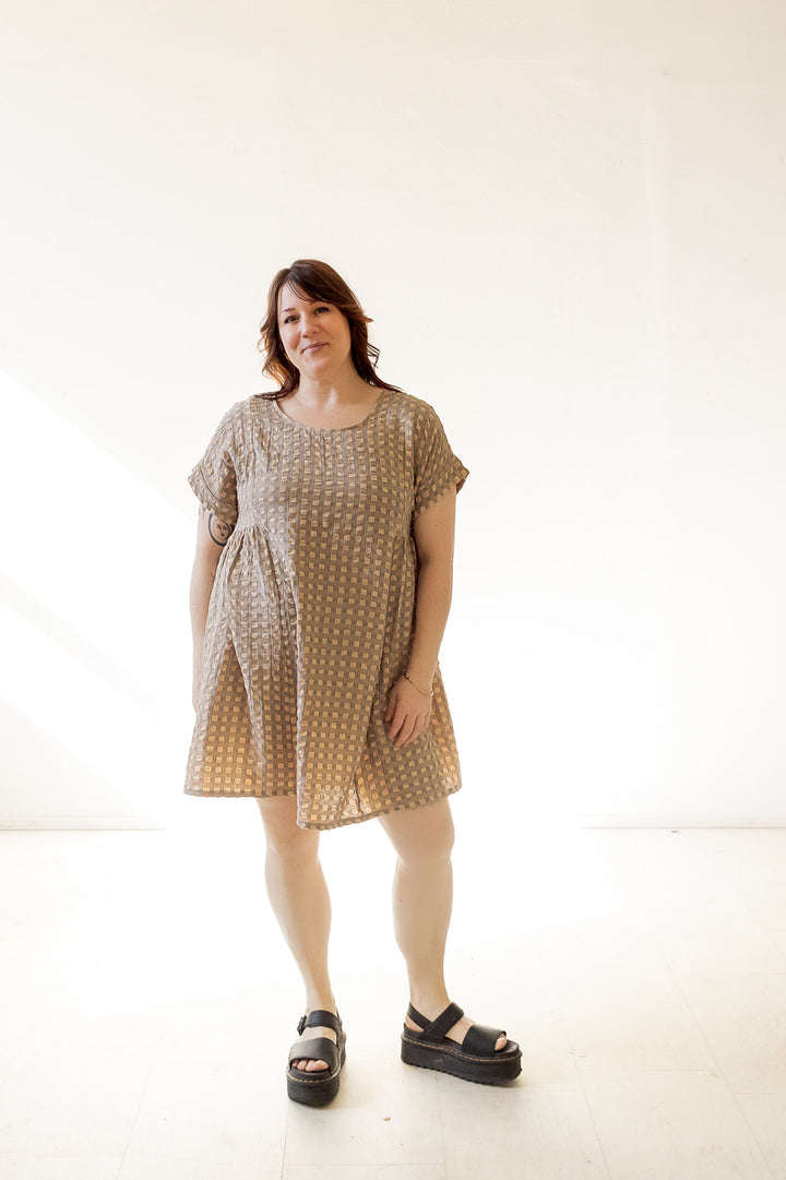 Krista Dress in Almond Grid