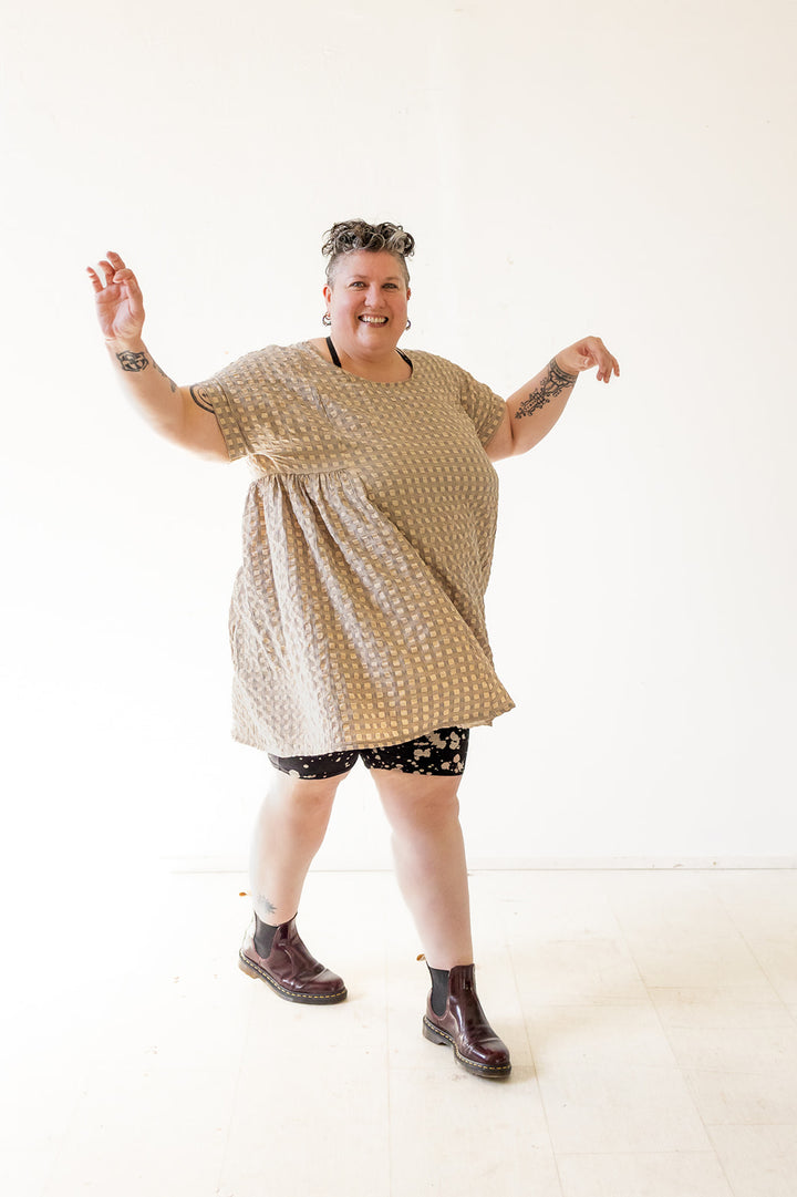 Krista Dress in Almond Grid