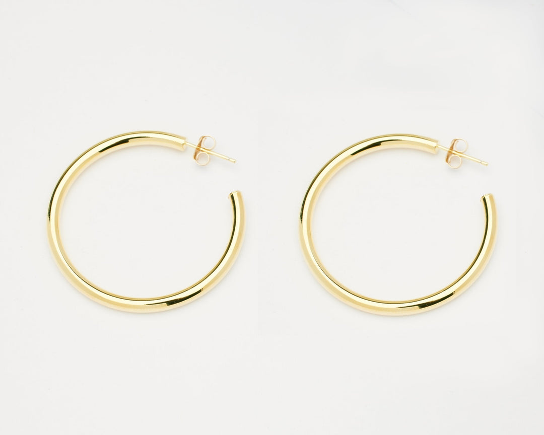 Amor Gold Hoop Post Earrings