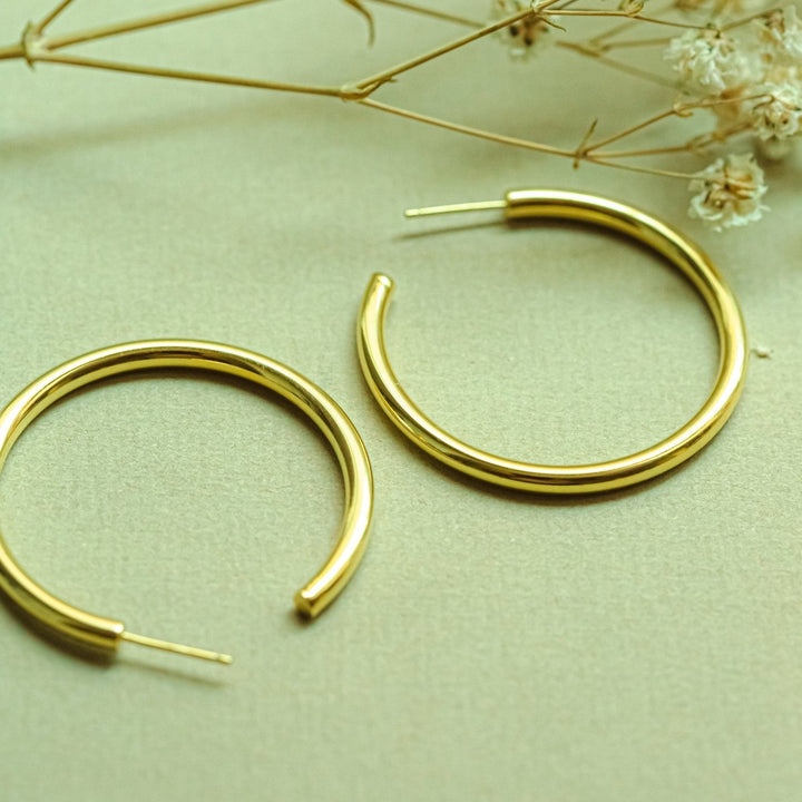 Amor Gold Hoop Post Earrings