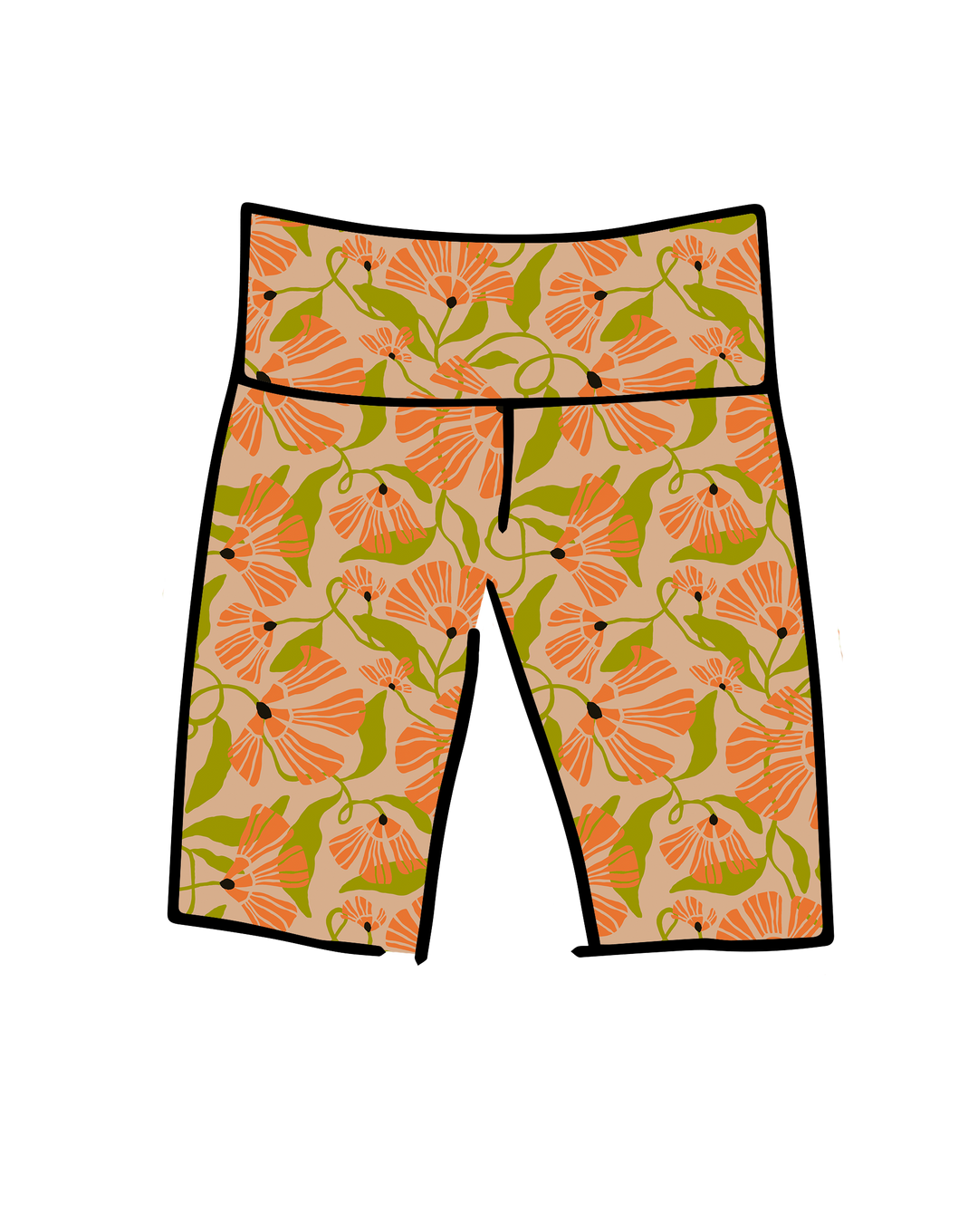 High Rise Bike Shorts Secret Garden