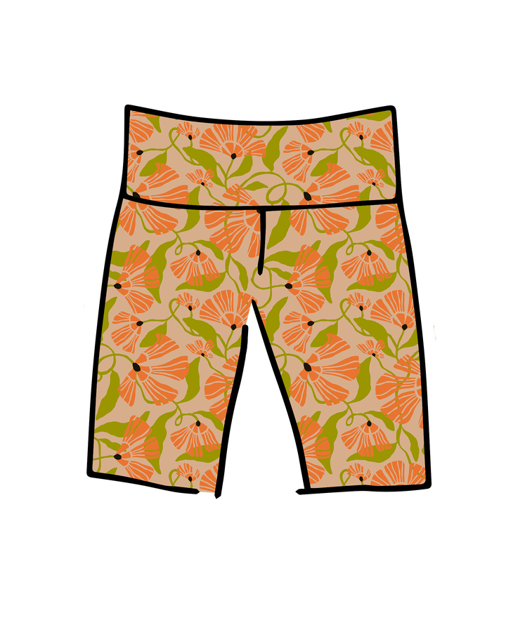 High Rise Bike Shorts Secret Garden