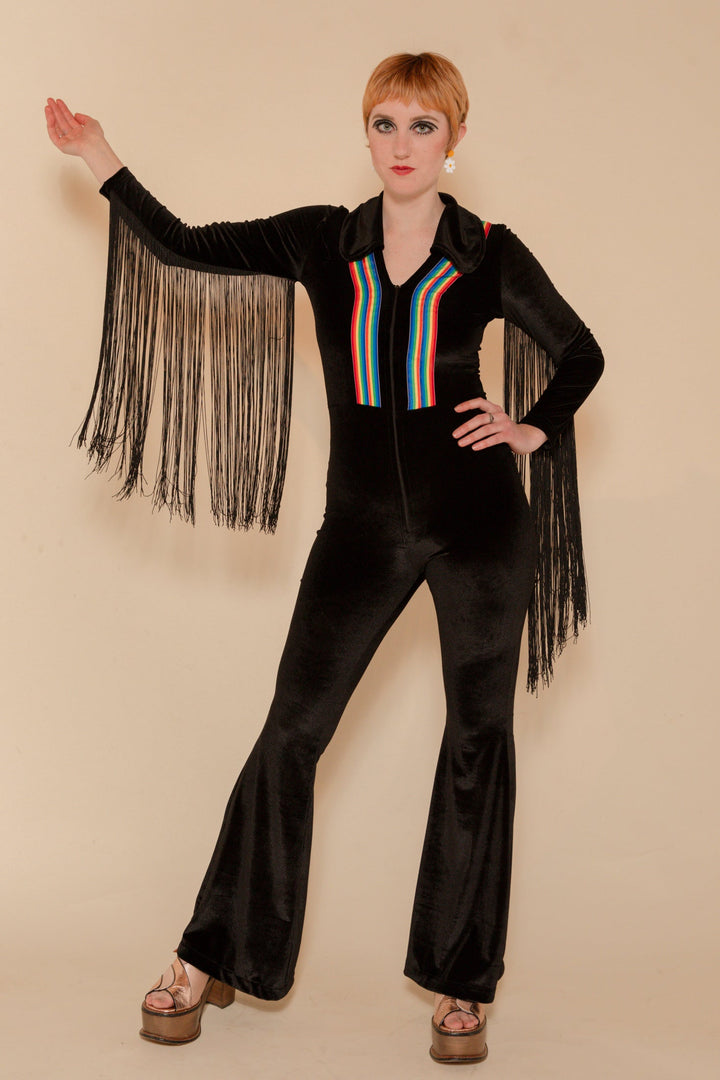 Rainbow Chaser Fringe Jumpsuit in Black