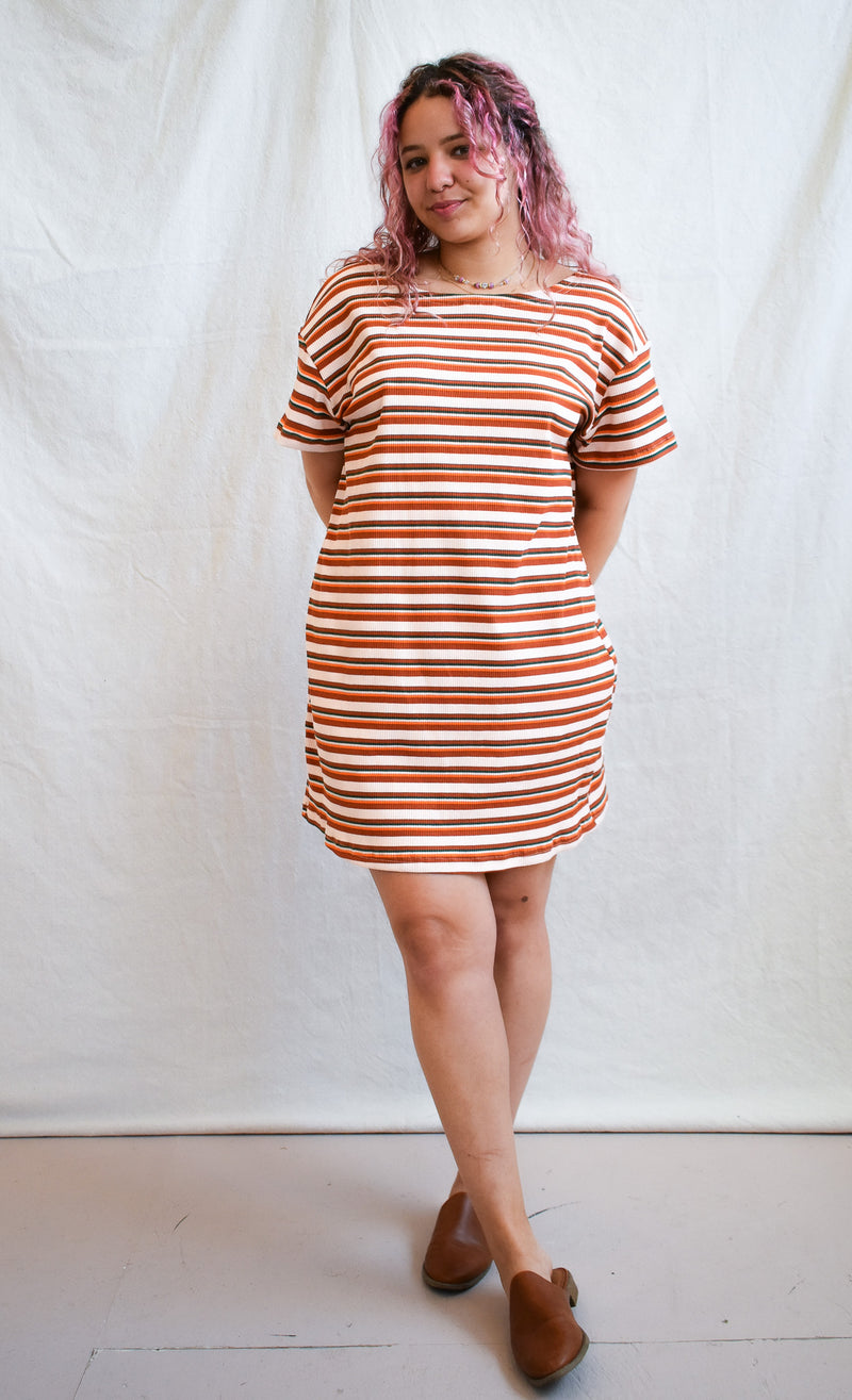 Sammy T-Shirt Dress in 70s Retro Stripe