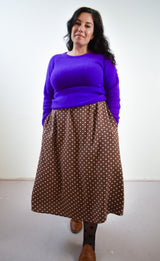 Eva Midi Skirt in Brown Dot *LAST ONE!!!*