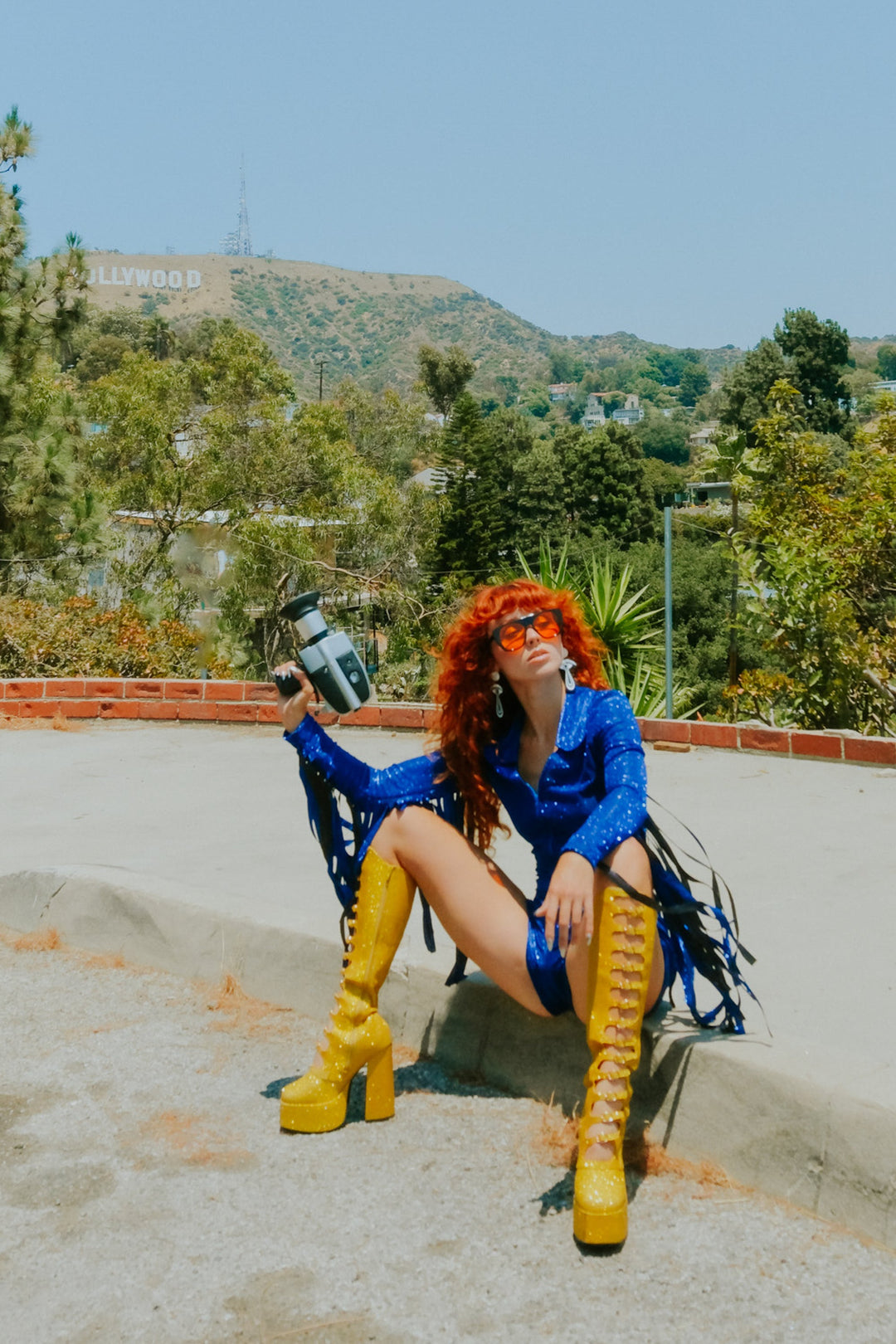 Glitter Fringe Romper in Cobalt