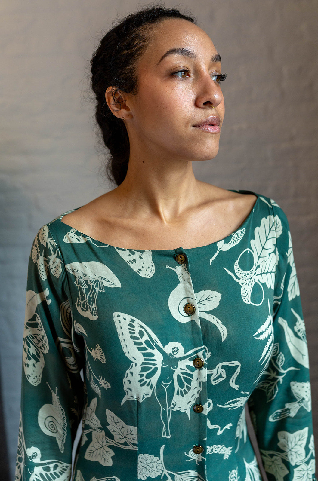 Bhodie Dress in Emerald Woodland Wonder - S Bhodie Dress in Emerald Woodland Wonder - S