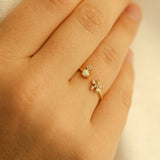Heather Opal Floral Gold Open Ring