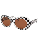 HEAVEN Crystal/Checkers Indie Oval 90s Sunglasses