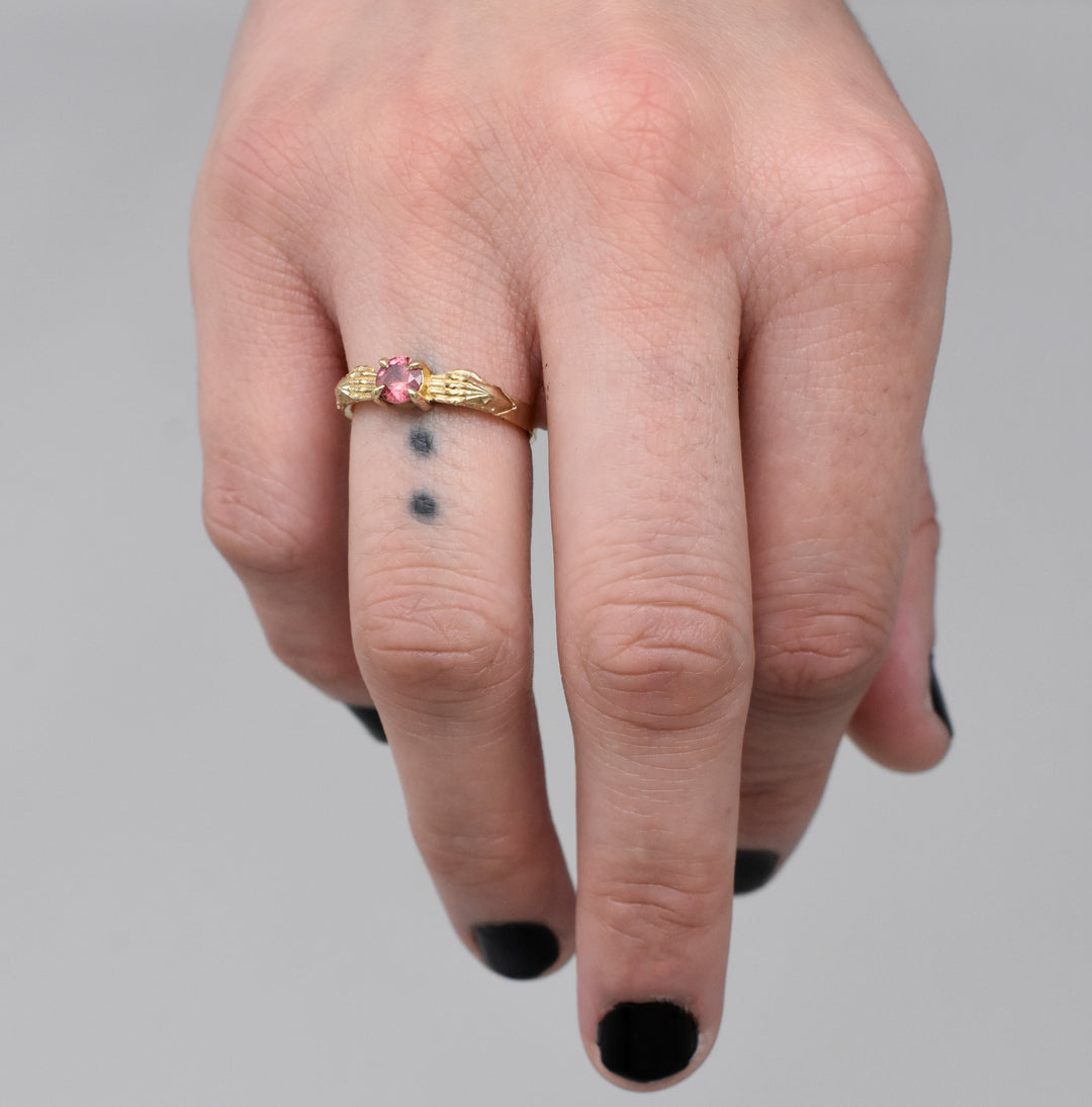 Stronghold Ring with Padparadscha Sapphire