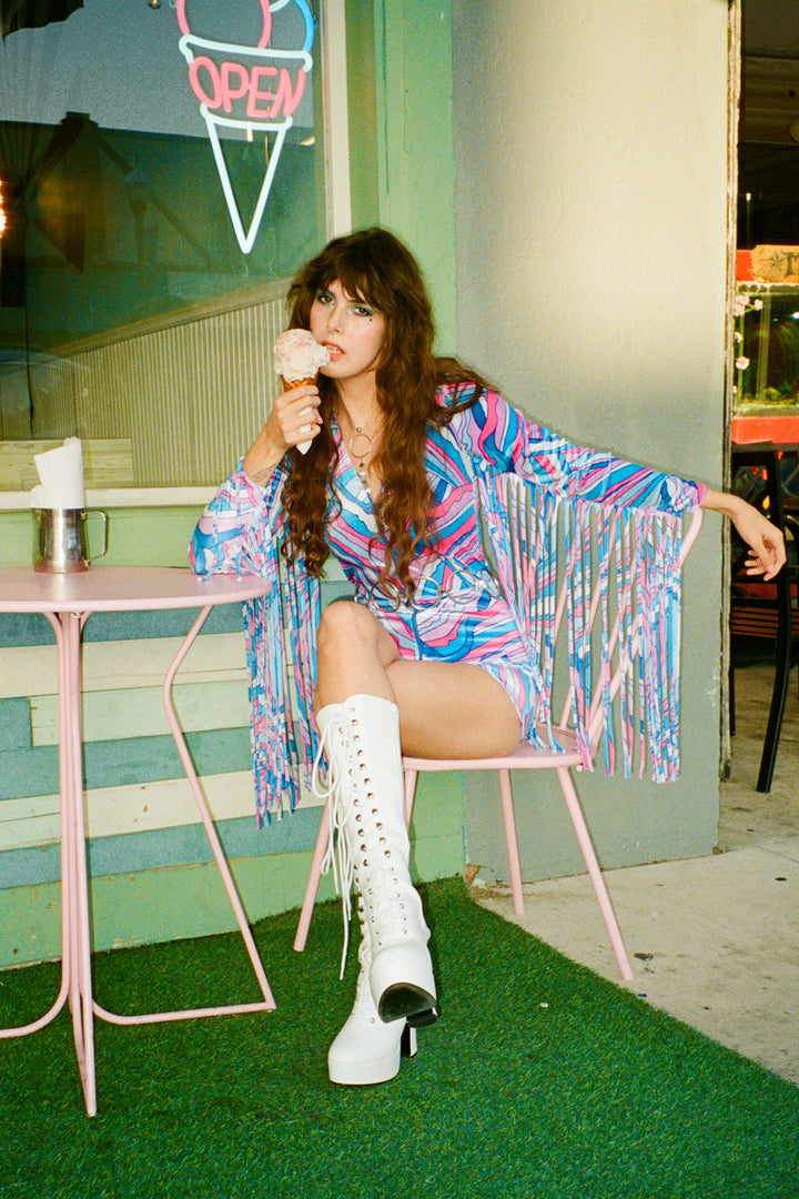 Psychedelic Swirl Fringe Romper