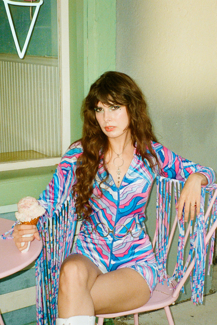 Psychedelic Swirl Fringe Romper