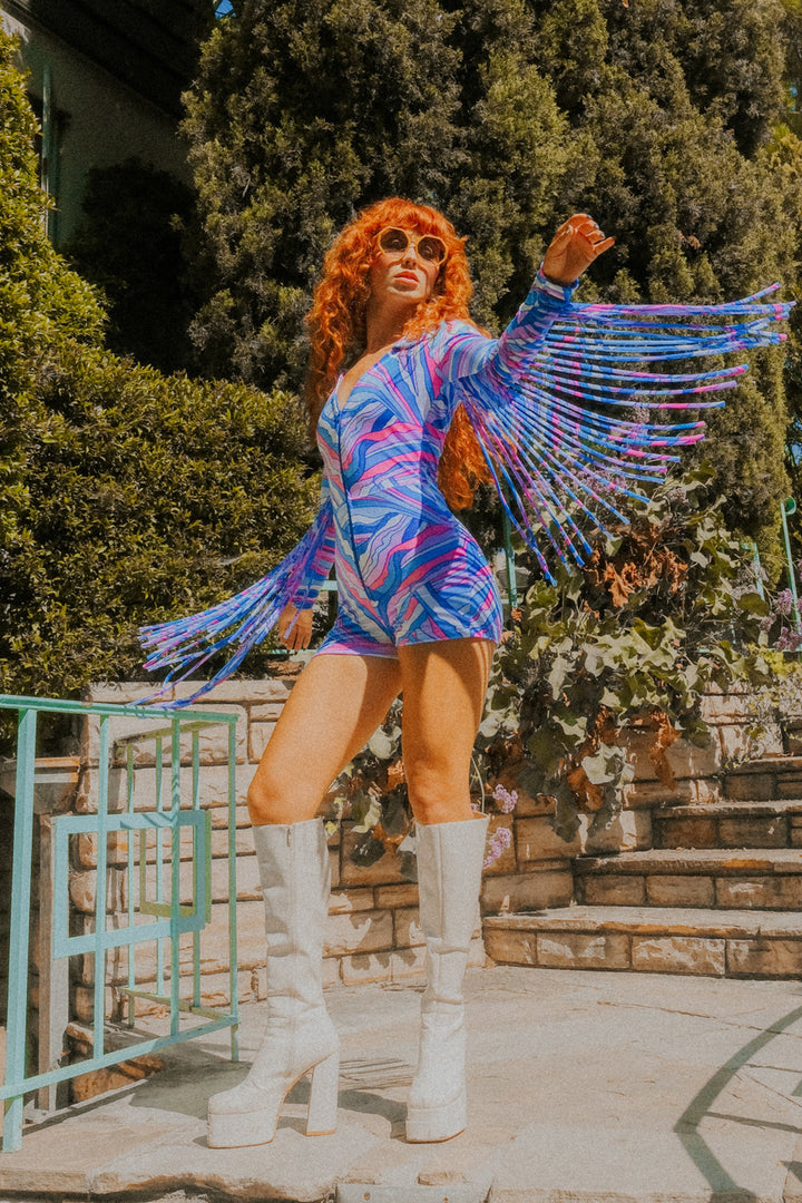 Psychedelic Swirl Fringe Romper