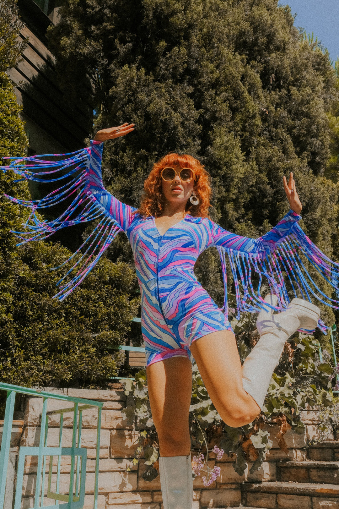 Psychedelic Swirl Fringe Romper