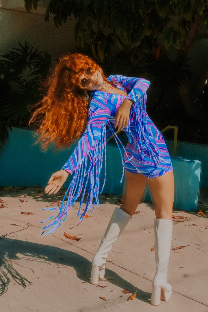 Psychedelic Swirl Fringe Romper