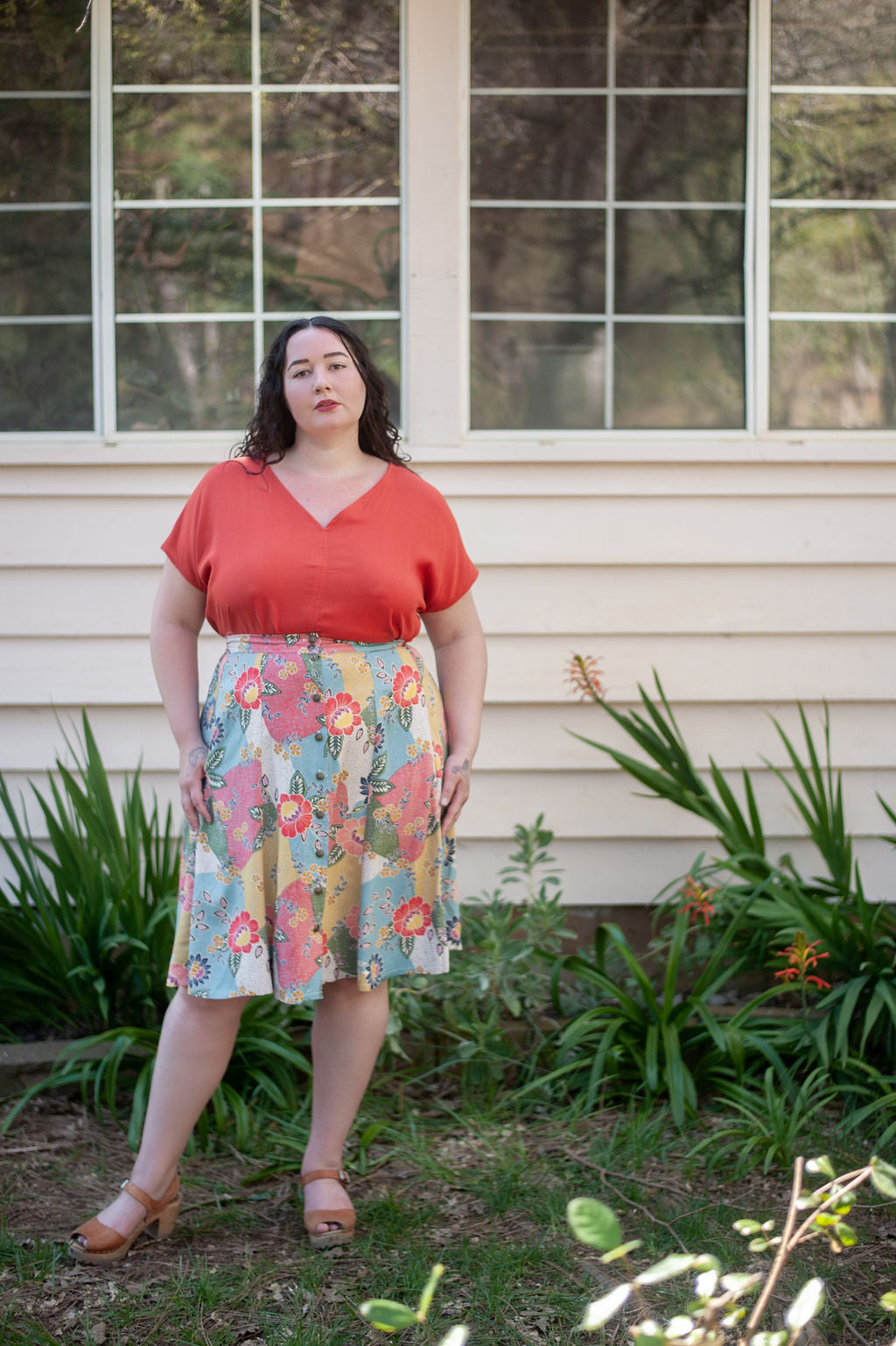 Dolman Top in Coral Challis