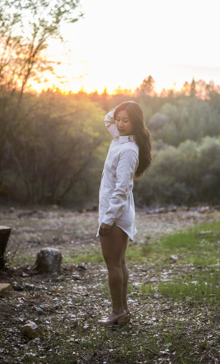 Cora Cover Up in Sand Linen