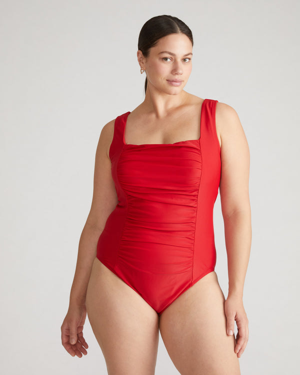 The Square Neck Swimsuit - Baywatch Red
