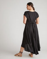 Sunset Linen Flounce Dress - Black