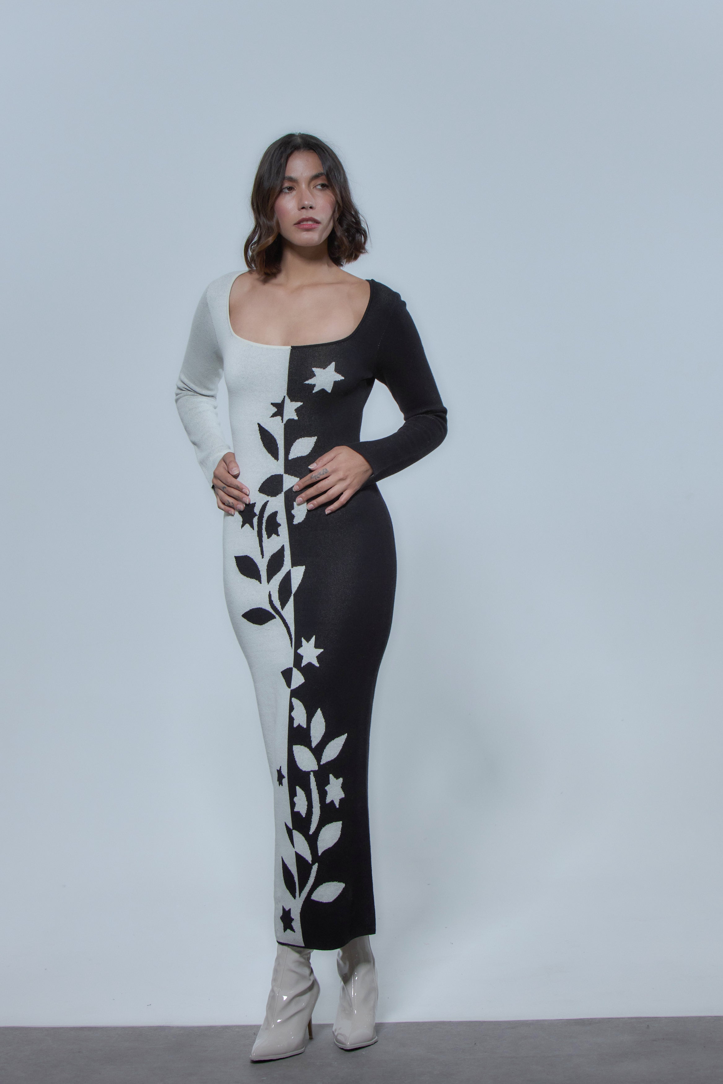 Two Toned Floral Midi