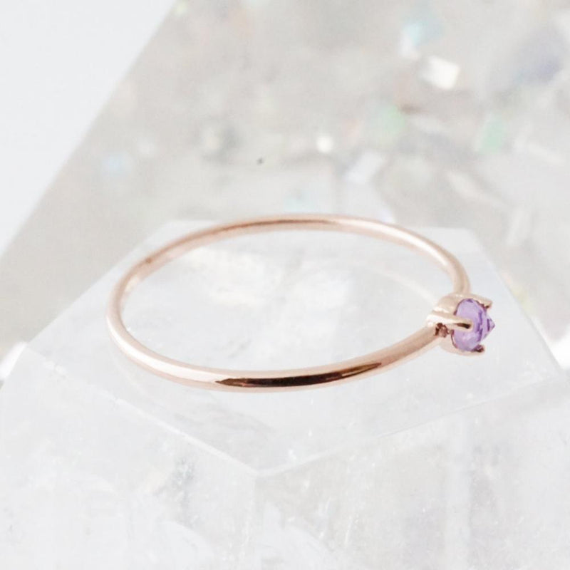 Amethyst Point Solitaire Ring