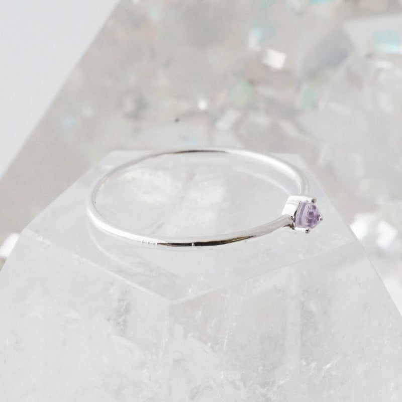 Amethyst Point Solitaire Ring