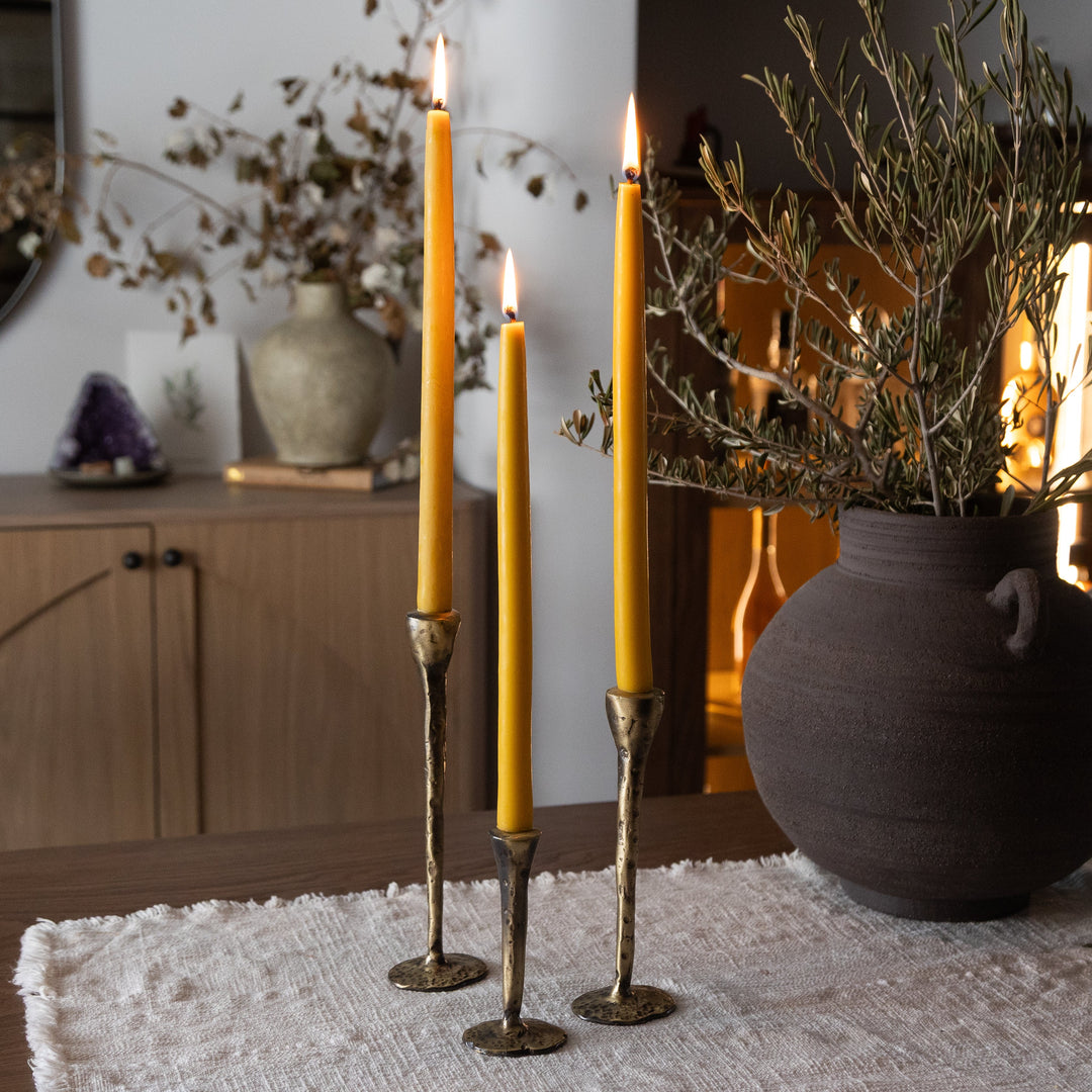 Antique Brass Candlesticks - Set of 3