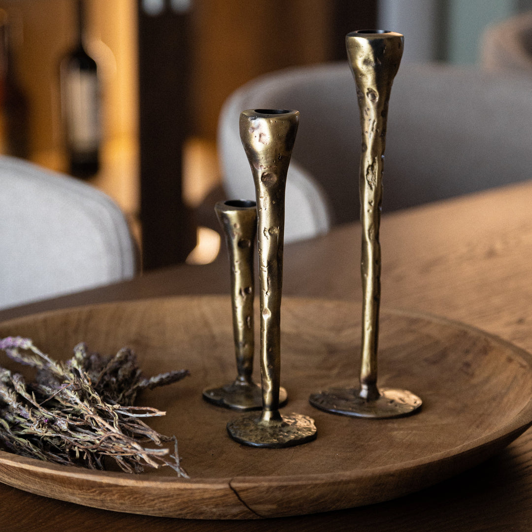 Antique Brass Candlesticks - Set of 3