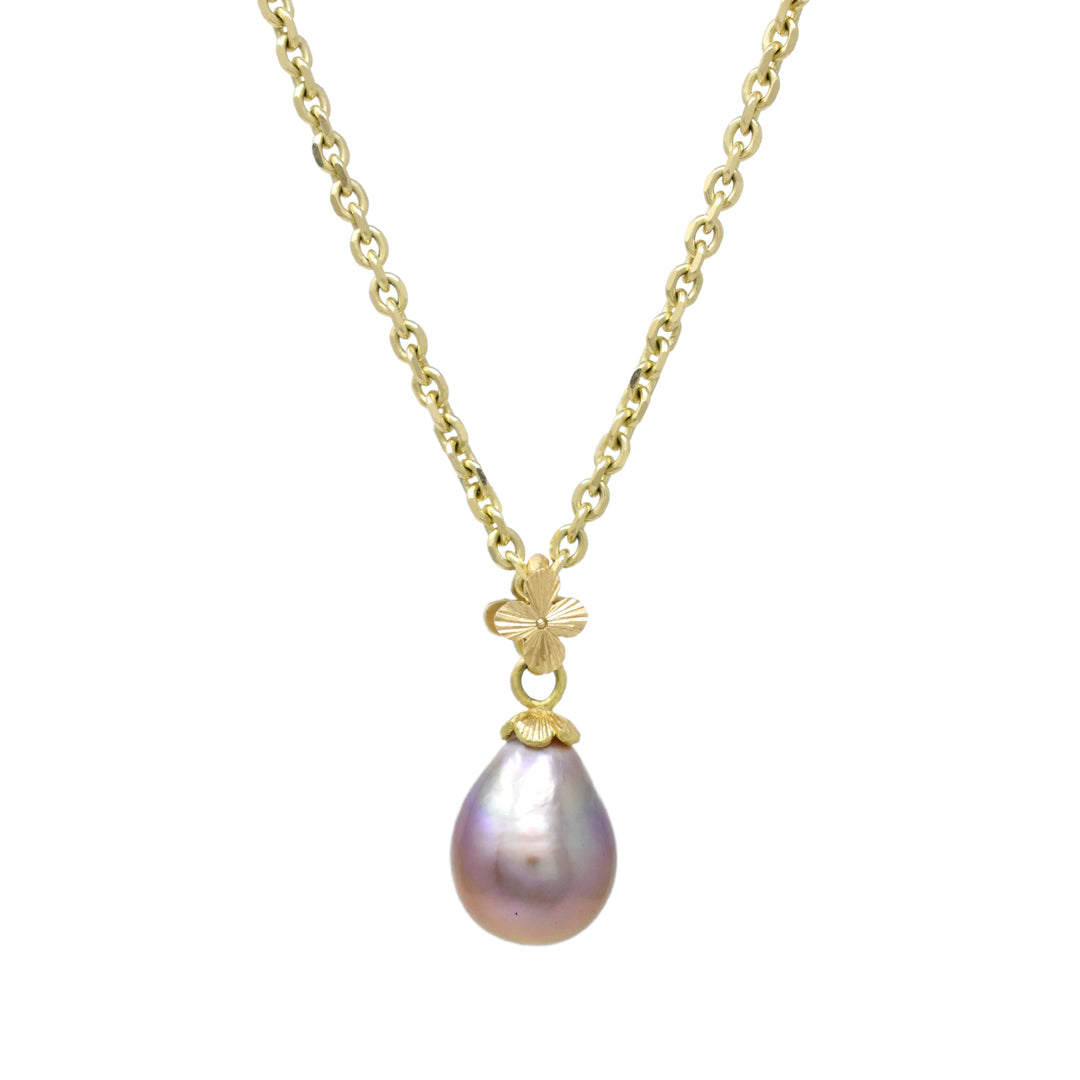 Inevitable Spring Pendant with Baroque Pink Pearl