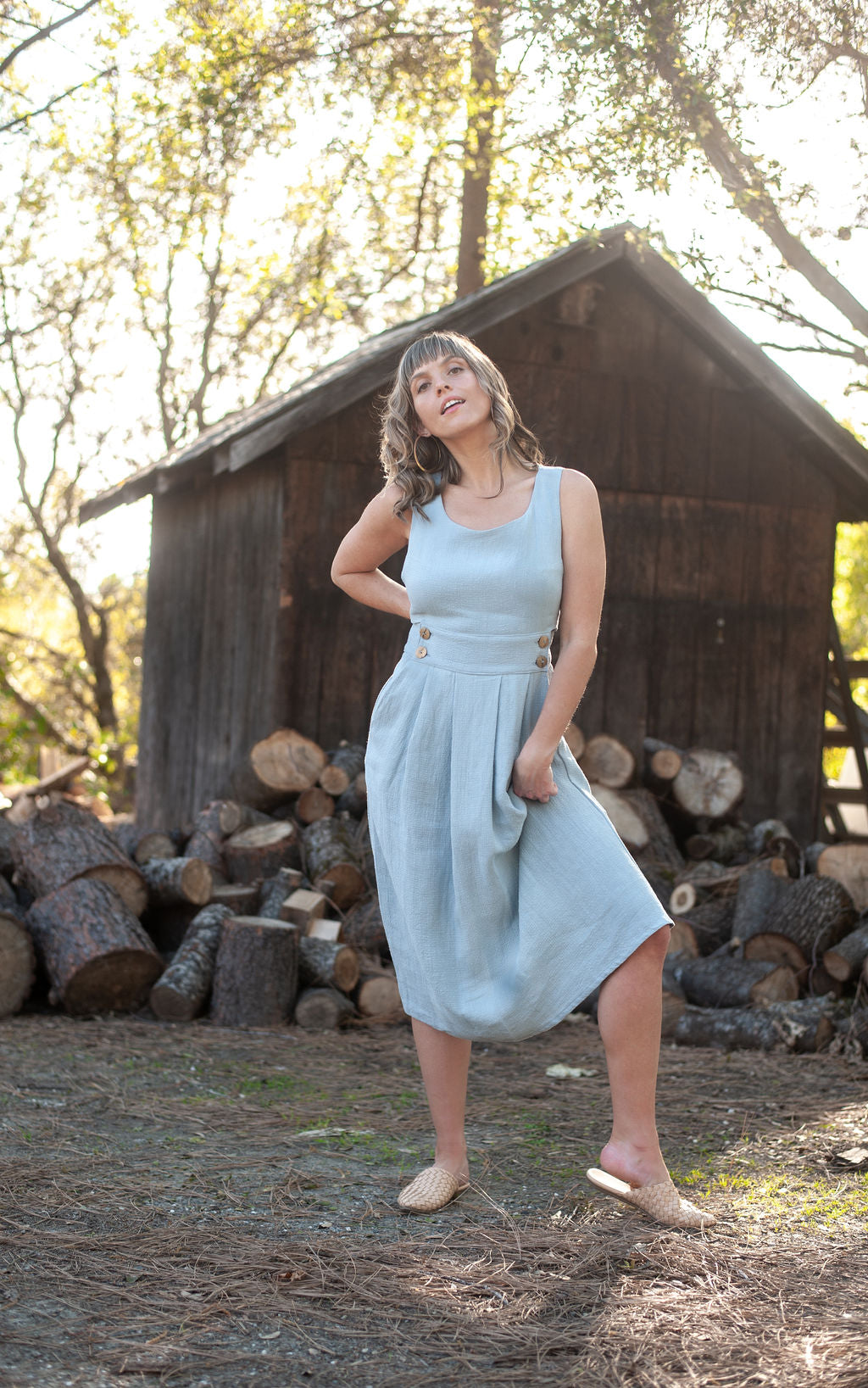 Brigid Jumper in BB Blue Texture Cotton