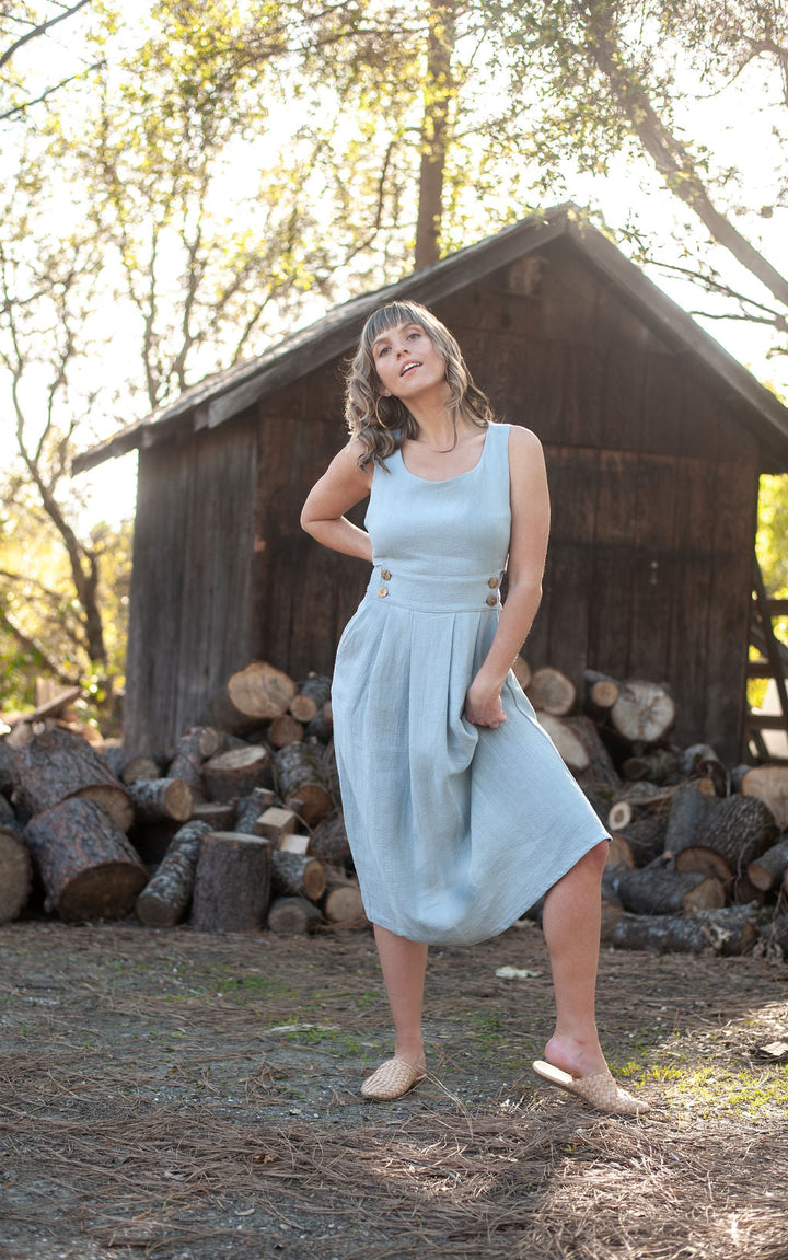 Brigid Jumper in BB Blue Texture Cotton