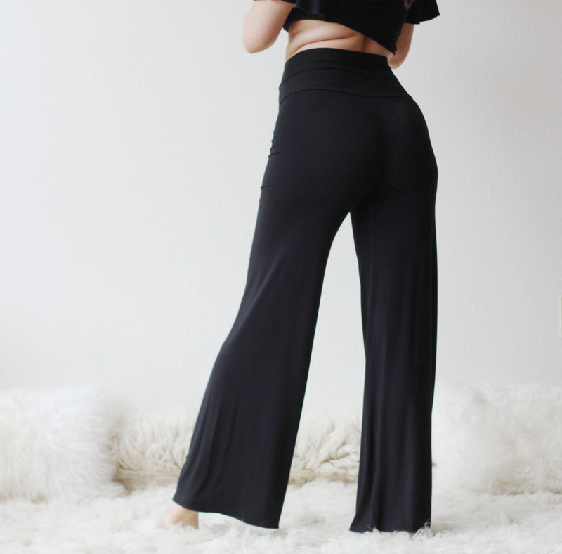 bamboo foldover lounge pants with a wide legs