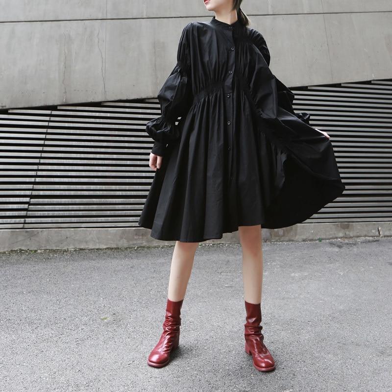 pleated style dresses Hotaru Long Sleeve Pleated Shirt Dress