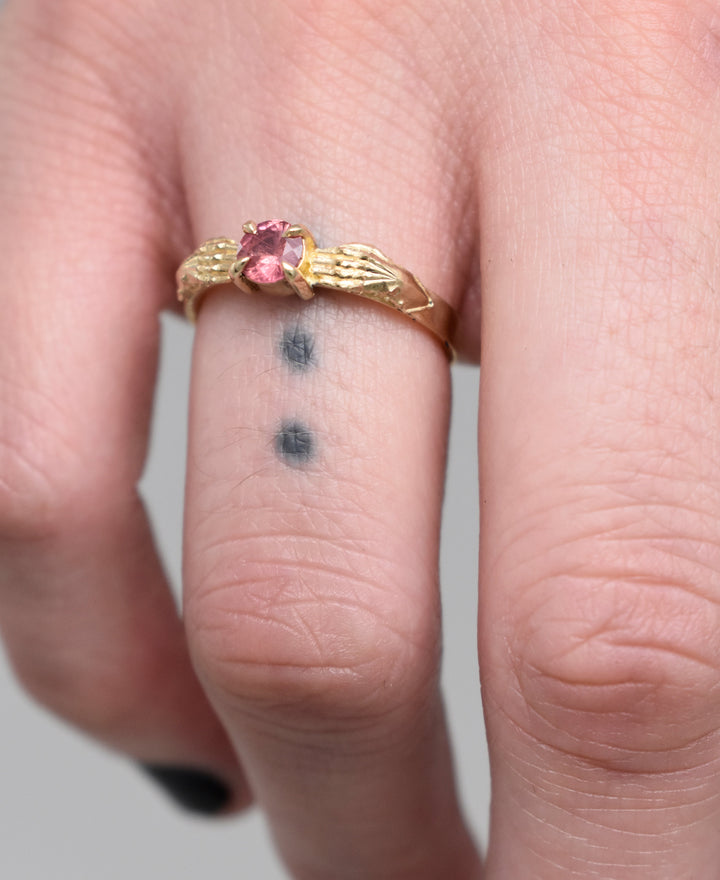 Stronghold Ring with Padparadscha Sapphire