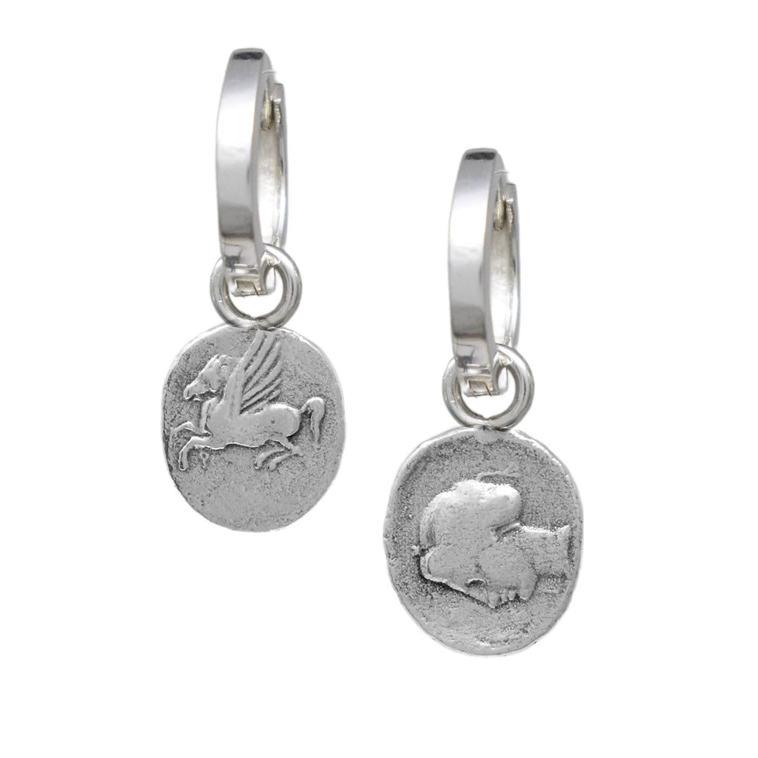 Reversible Ancient Coin Earrings  - Pegasus and Aphrodite
