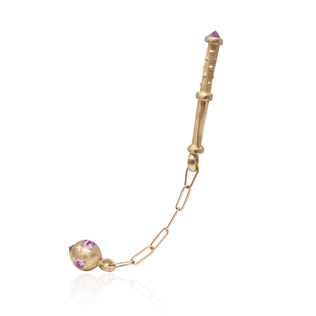 Pink Sapphire Chain Morningstar Earring