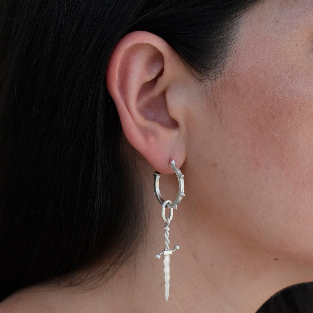 Wavy Dagger Hoop Charm