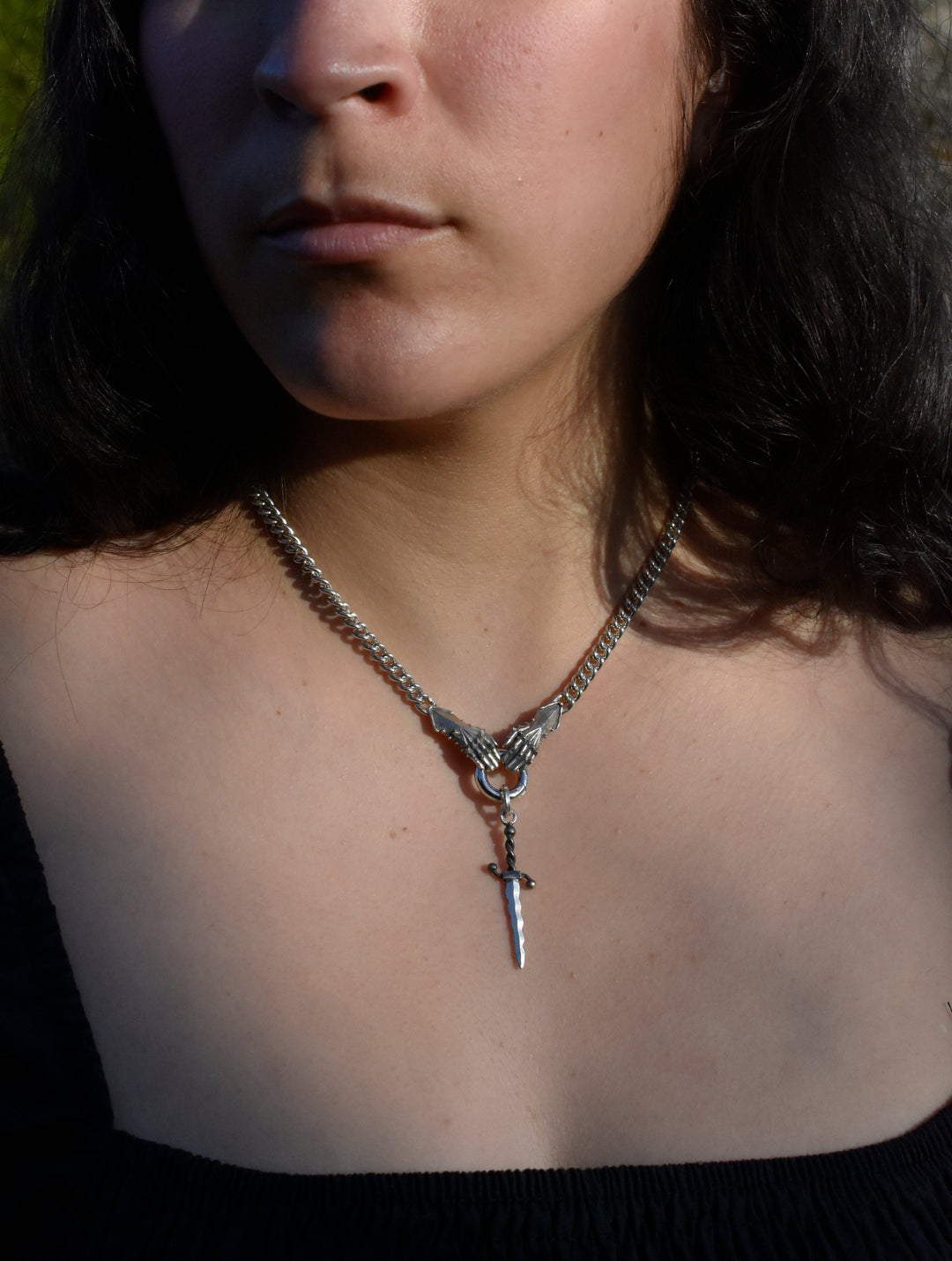 Wavy Dagger Pendant Charm