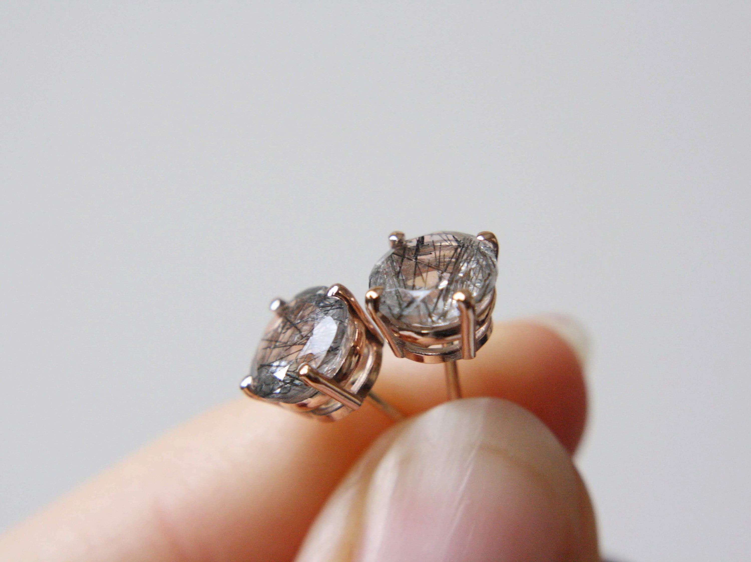 Black rutilated quartz earrings store