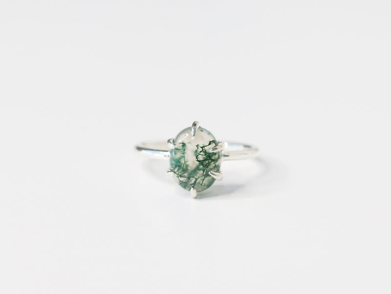 6 Prong Moss Agate Ring