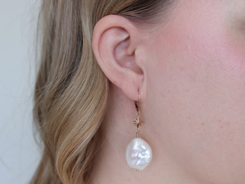 Celestial Baroque Pearl Earrings, Large Pearl Earrings, Wedding Earrings, Baroque Pearl Earrings, June Birthstone, Gift for Bride, Bridal