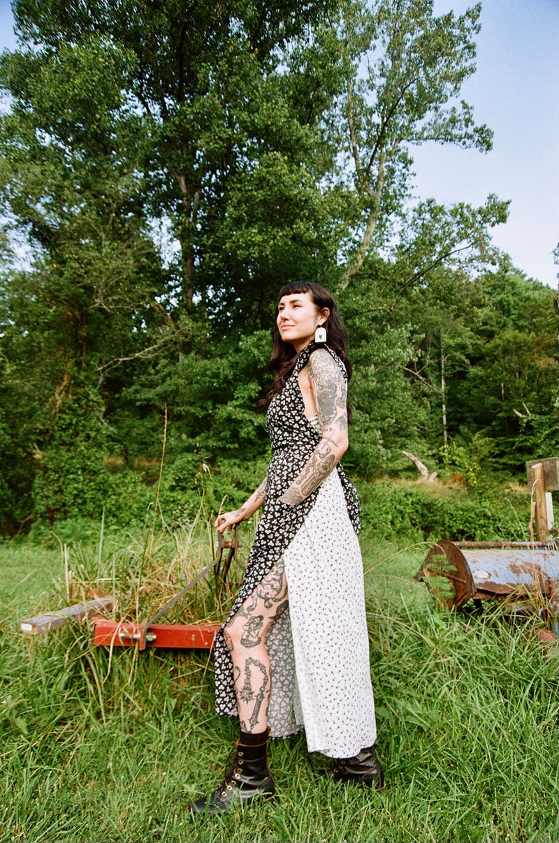 Ivy Dress in Black & White Flower